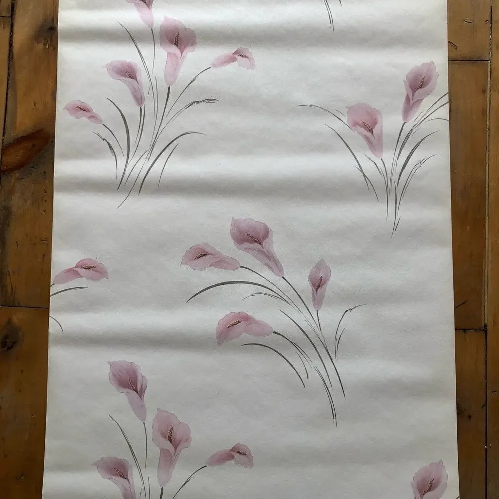 Pink Lily Flower Wallpaper JOSEPHSON Solid Vinyl Wallcovering